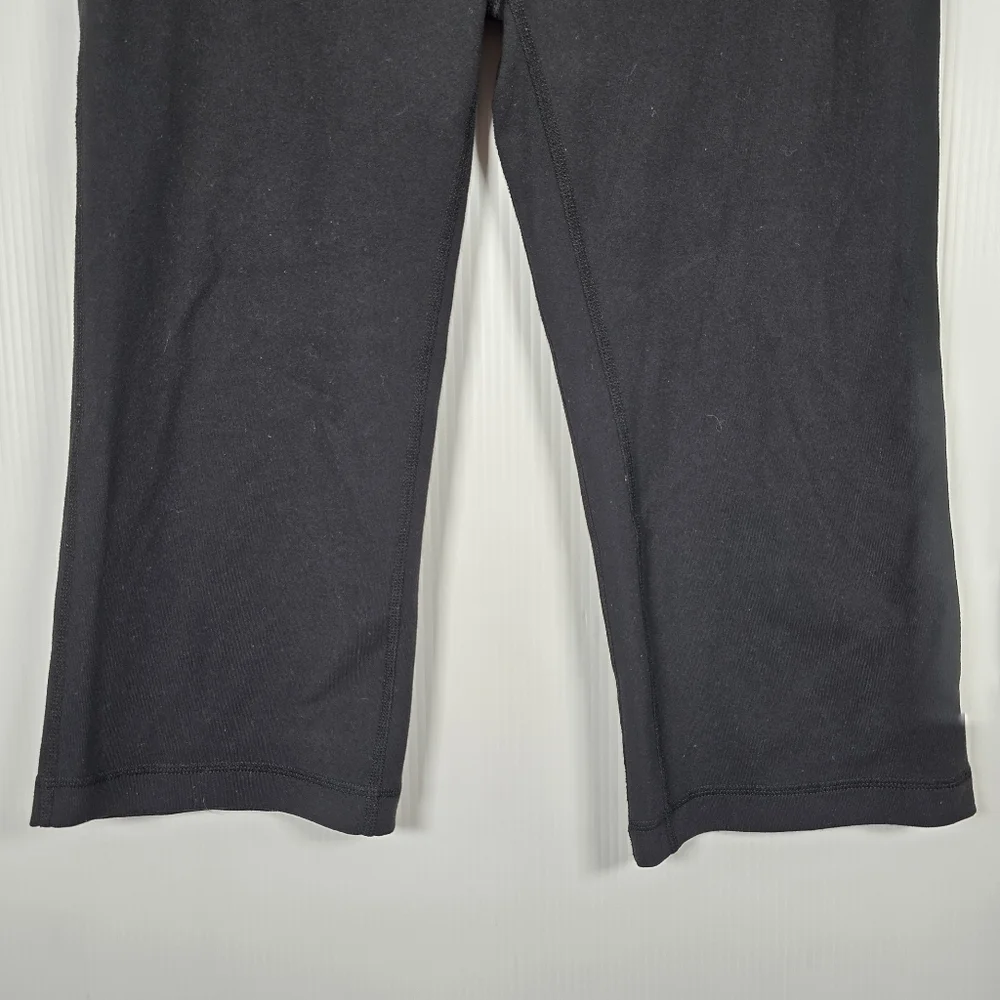 Lululemon Womens Black Cropped Wider Leg Yoga Pants Colorful Waistband Size 6